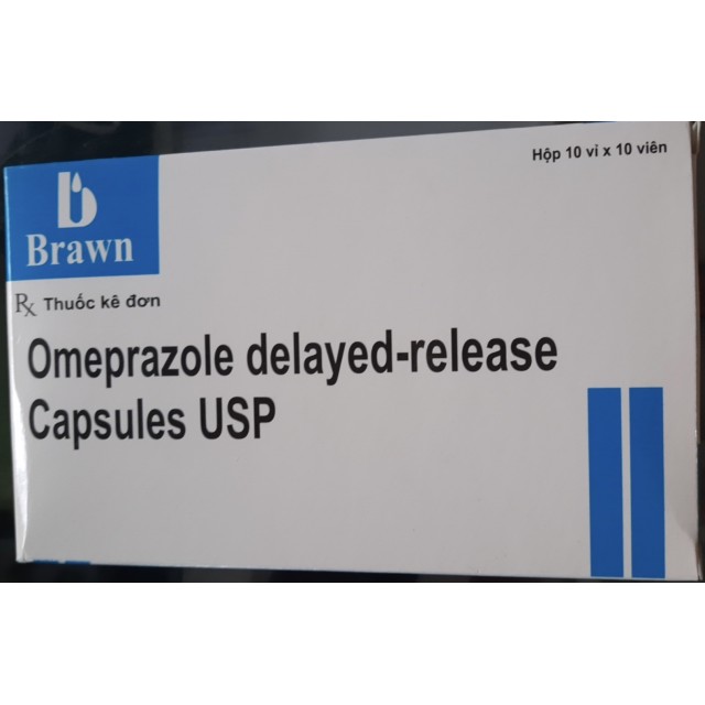Omeprazole 20 mg Brawn Delayed - Release Capsules USP 20mg hộp 100 viên