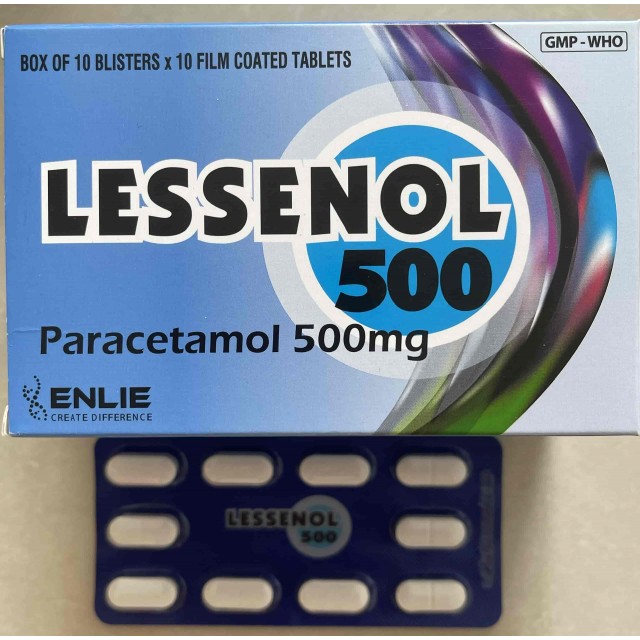 Lessenol 500 (Hộp 10 vỉ x 10 viên) ( paracetamol 500 mg) 