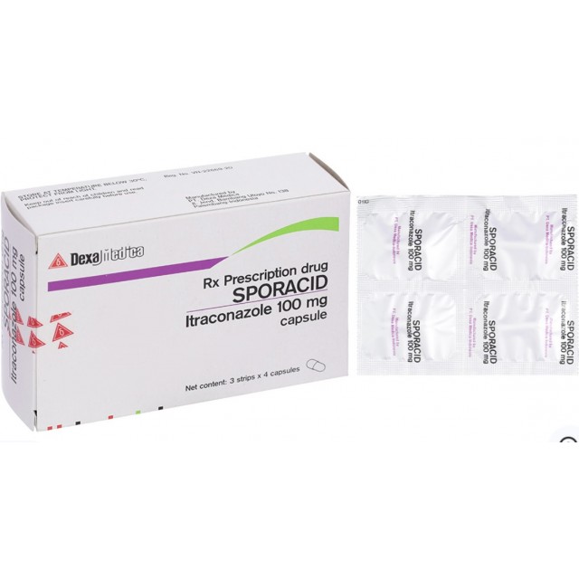 Sporacid 100mg (Itraconazol 100)H/12 viên (trị nhiễm nấm Candida)