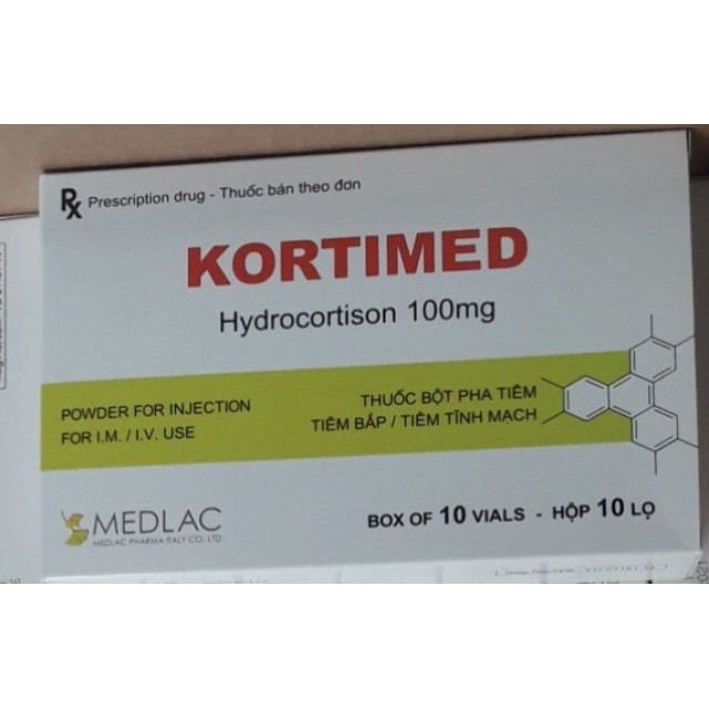 Kortimed 100mg (Hydrocortisone 100 mg)H/10 lọ