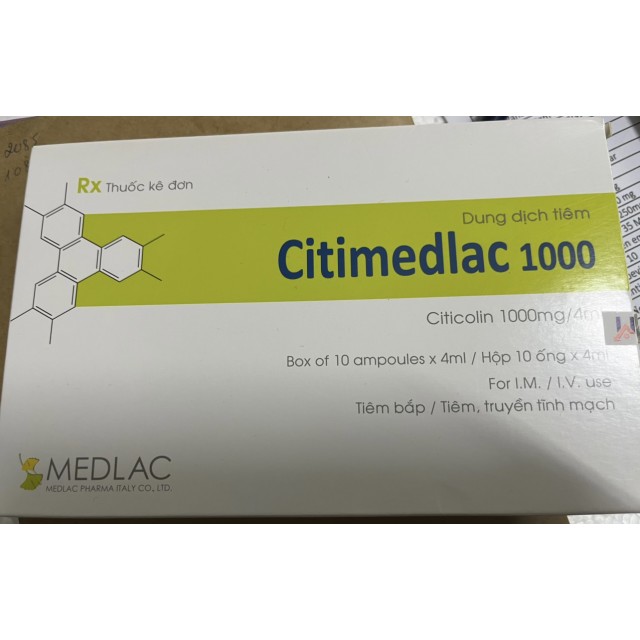 Citimedlac 1000 mg H/10 ống 4ml (Citicoline 1000 IM/IV)