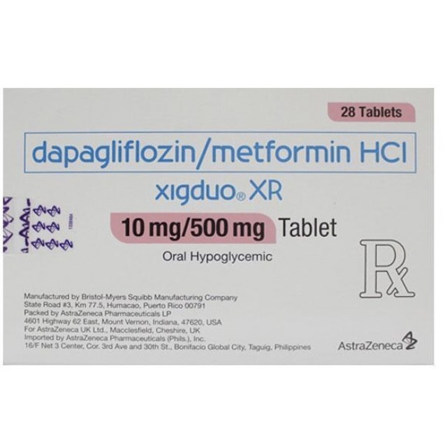 Xigduo XR 10mg/500 mg H/28 viên( Đái tháo đường týp 2 ở bệnh nhân ≥ 18t)