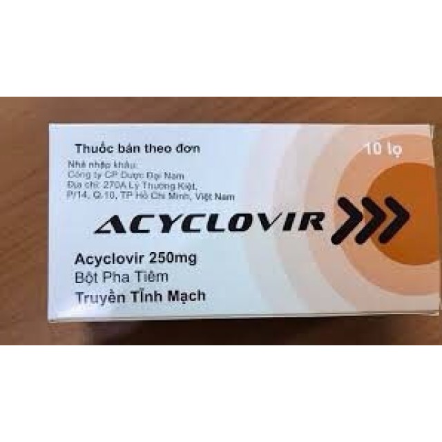 Acyclovir 250 mg Bột pha tiêm H/10 lọ 
