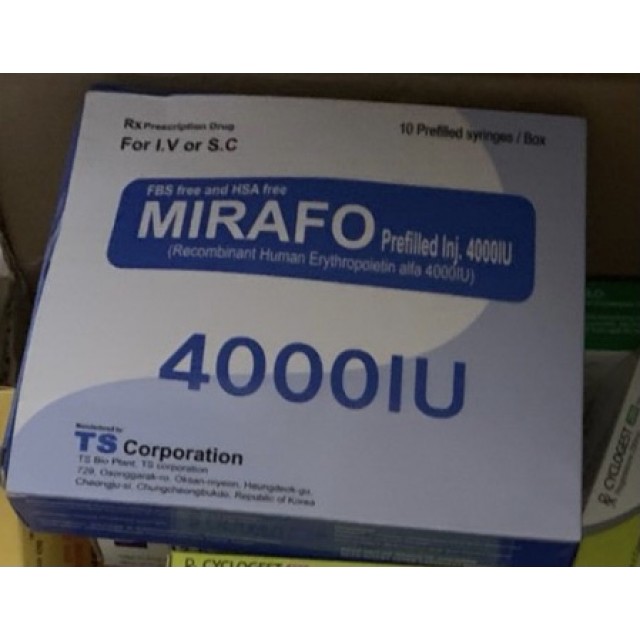 Mirafo prefilled IV/SC 4000IU - H/10 bơm tiêm Thuốc điều trị thiếu máu hiệu quả 