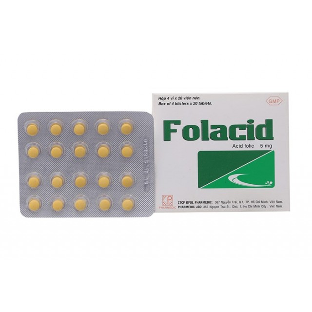 Folacid 5mg H/ 80 viên (bổ sung acid folic)