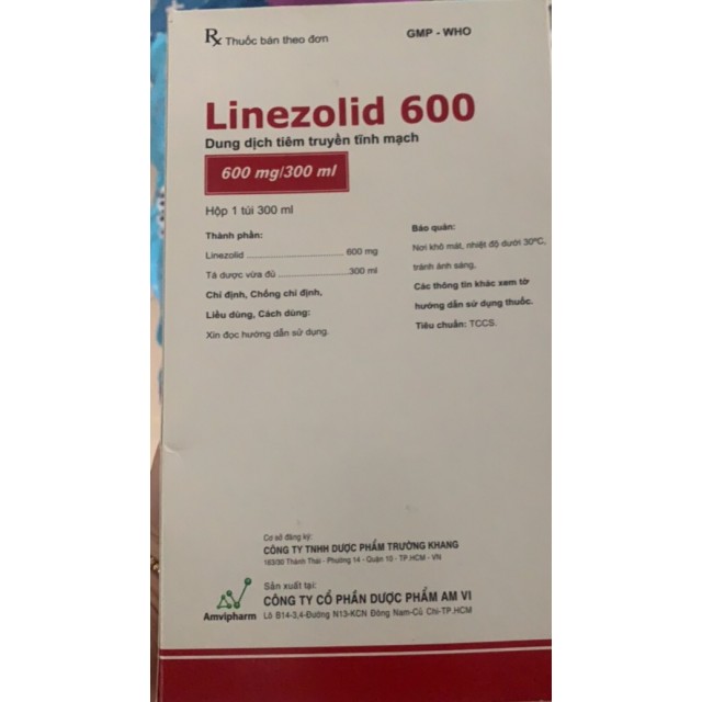 Linezolid 600 truyền H/1 túi 300 ml