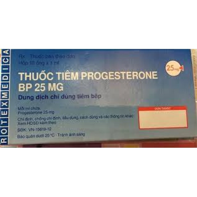 Thuốc tiêm Progesterone Bp 25mg H/10 ống 1 ml