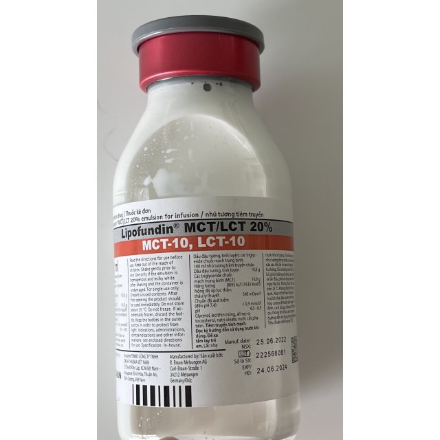 Lipofundin MCT/LCT 20% 100 ml H/10 lọ ( nuôi ăn qua đường tĩnh mạch)