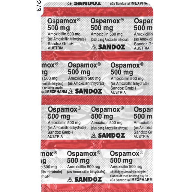 Ospamox 500mg (Amoxicillin 500 mg) H/10 viên