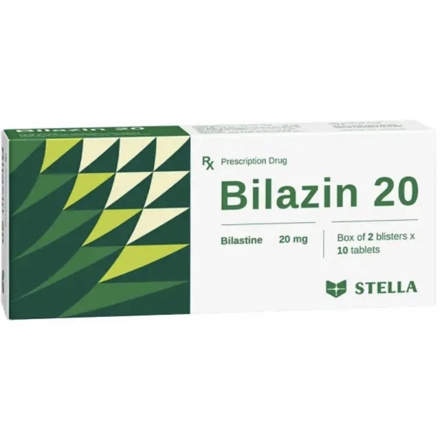 BILAZIN 20MG STELLA H/20 VIÊN ( kháng viêm trị viêm tai giữa, dị ứng, mề đay) 