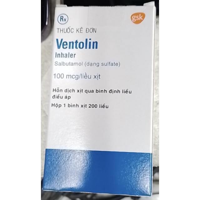 VENTOLIN INHALER 100MCG/1 liều xịt H/1 ống 200 liều 