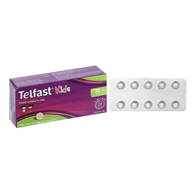 Telfast Kids 30mg H/10 viên (trị viêm mũi dị ứng, mày đay cho bé)