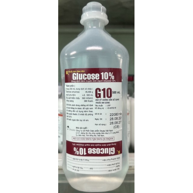 GLUCOSE 10% 500ML DỊCH TRUYỀN Otsuka thùng 25 chai