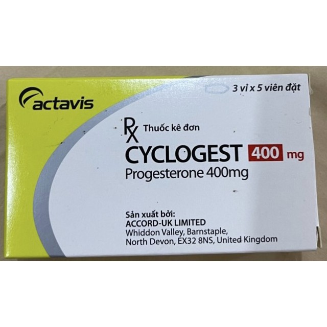 CYCLOGEST 400MG H/15 viên đặt Progesterone ( điều trị vô sinh – hiếm muộn)